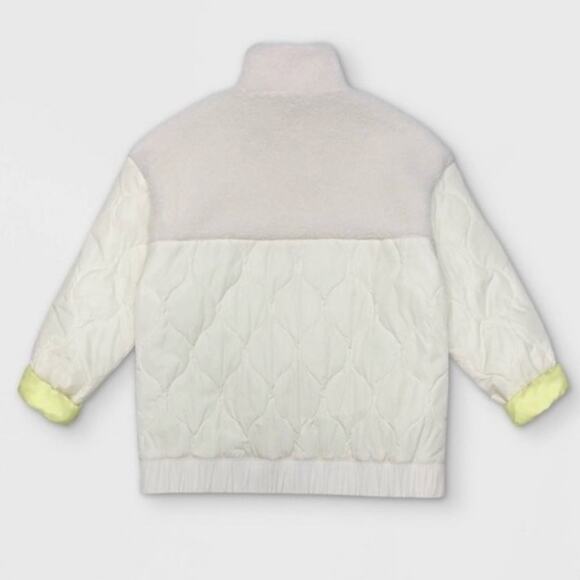 Universal Thread Women’s Cream Sherpa fuzzy full zip quilted Jacket NWT SZ XS - Picture 3 of 5